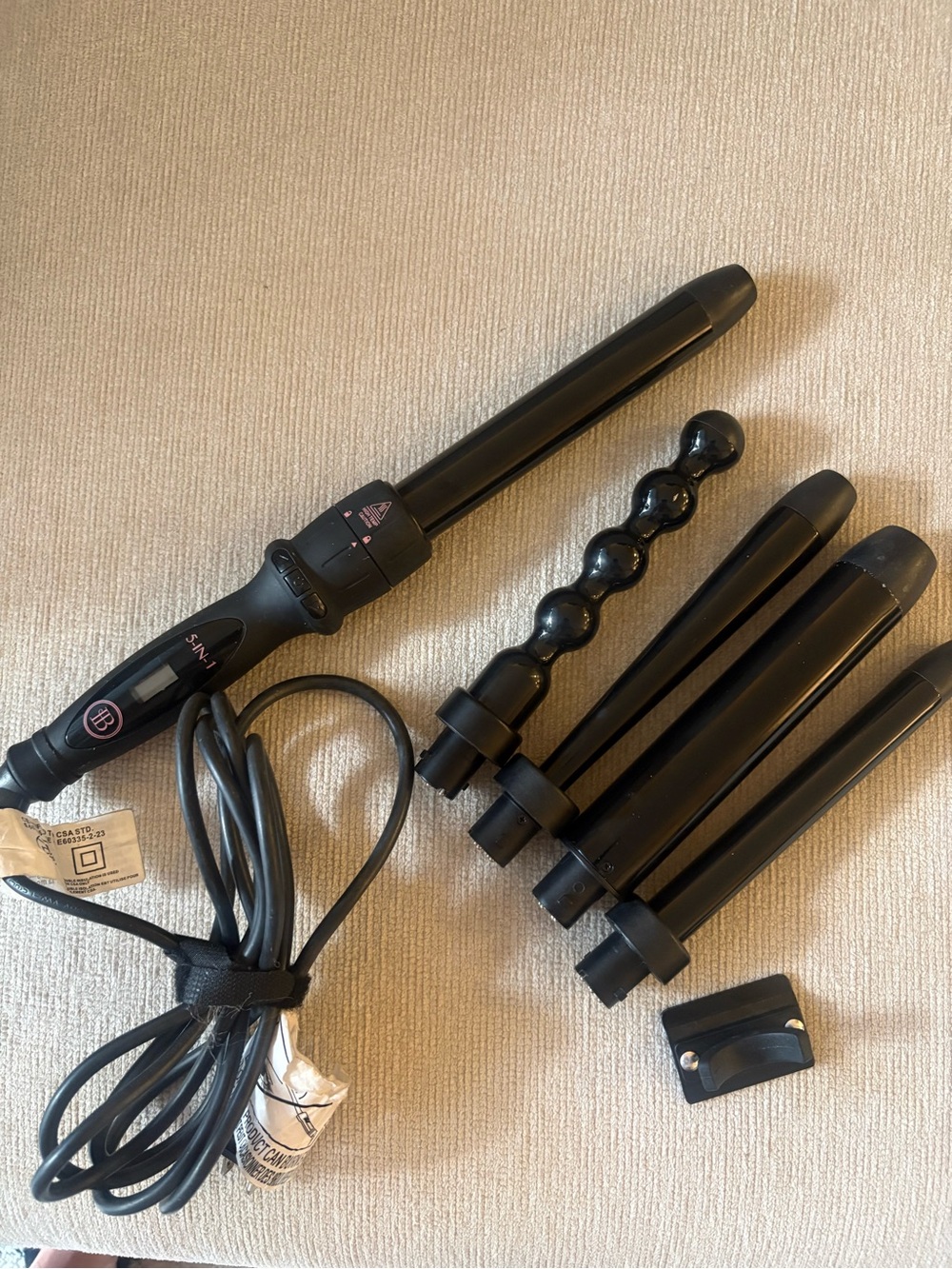 Bombay 5 in 1 Interchangeable Barrel Curling Wand Set in Black